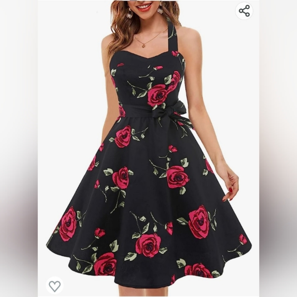 1950s inspired halter retro cocktail dress